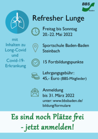 Flyer zur Fortbildung Refresher Lunge vom 20.-22. Mai